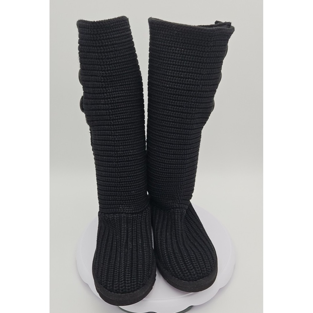 UGG Cardy #5819 Black Classic Tall Chunky Knit Sweater Slouchy Boots US/6 EU/37 - Picture 4 of 16